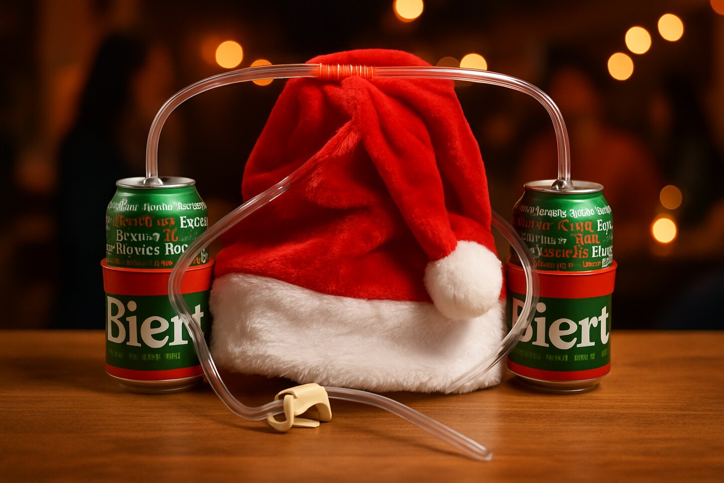 Kerstmuts met drankhouder en rietje